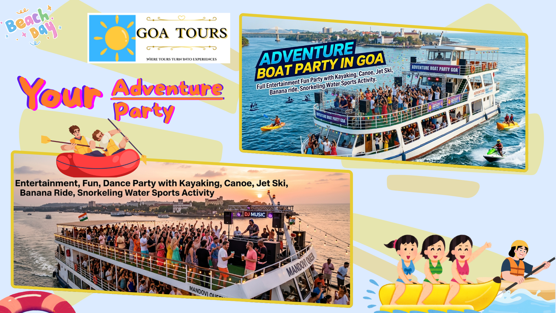 Goa Boat Tour Package offering a premium cruising experience across the scenic Arabian Sea, featuring breathtaking sunset views, dolphin sightseeing, onboard entertainment, coastal exploration, and comfortable hospitality for an unforgettable Goa holiday experience.