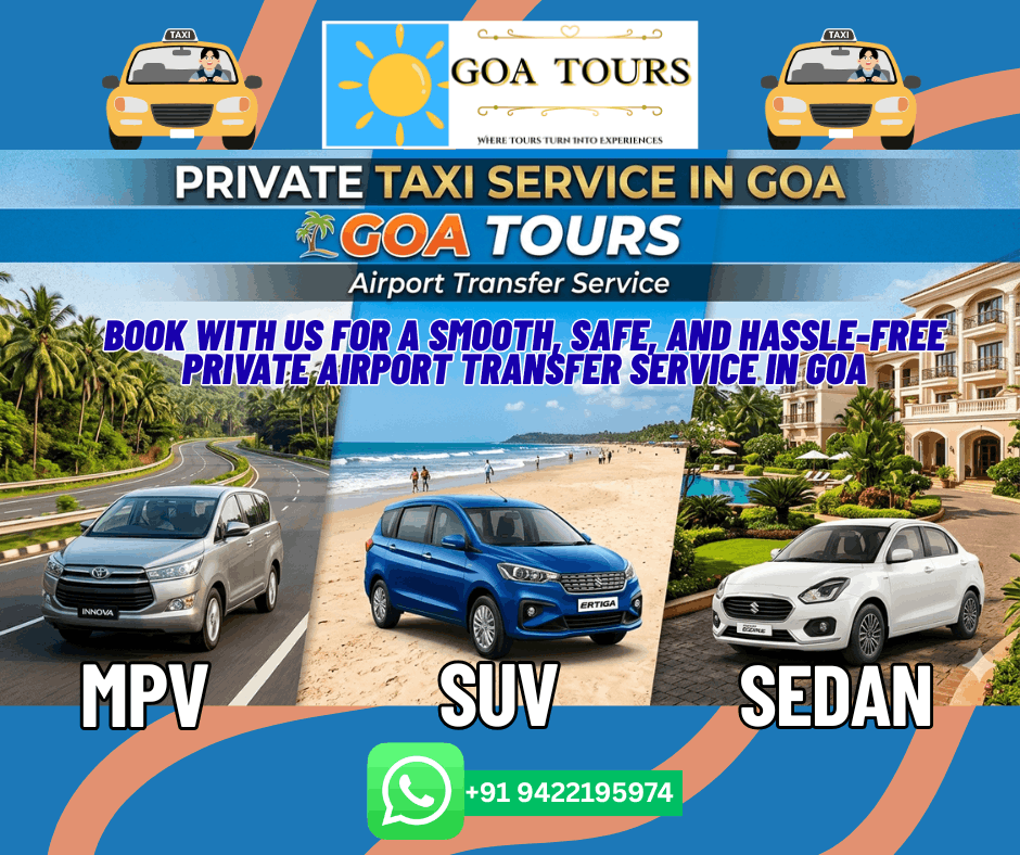 Private airport transfer service in Goa with comfortable cars, professional drivers, and timely pickup for a hassle-free travel experience. 